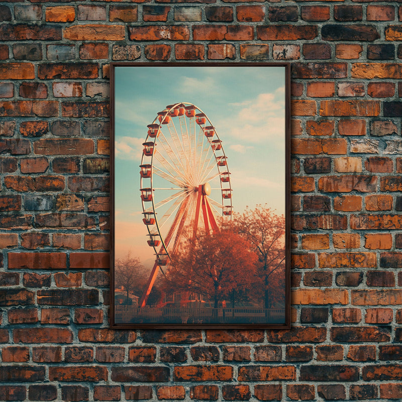 An Abandoned Ferris Wheel, Frames Canvas Print, Liminal Spaces, Abandoned Photography Wall Art Fine Art Print