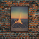 Campfire Wall Art, Beach Wall Art, Coastal Print, Canvas Print, Wall Hanging, Portrait Art, Minimalist Wall Art, Ocean Art, Military Gift