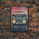 Boombox, Music Wall Art, Retro Wall Art, Canvas Print, Wall Hanging, Portrait Art, Apartment Wall Decor, Gaming Wall Decor, Above Bed Art