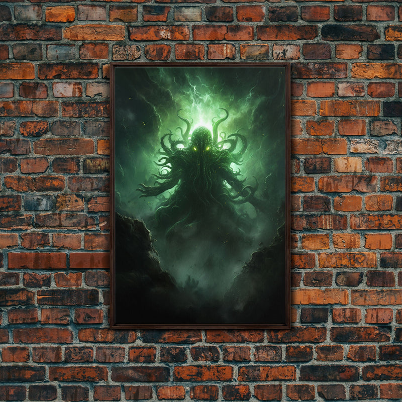 The Call Of Cthulhu - Portrait Of The Grim Reaper - Framed Canvas Print - Halloween Decor - Halloween Clearance - HP Lovecraft