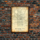 Oklahoma City Vintage Map Print, Oklahoma Map, Oklahoma State Map Art, Oklahoma City Road Map Poster, Vintage Map Gift, Road Trip Art