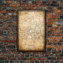 Prague Czech Republic map print poster or framed canvas, Prague map print poster canvas, city map print poster canvas, Vintage Travel Art