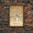 Vintage Washington map print poster or framed canvas | Washington dc city map print poster canvas | District of Columbia print poster canvas