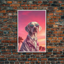 Weimaraner Wall Print, Dog Wall Art, Dog Sunglasses, Dog In Pink Suit, Funny Art, Framed Wall Art, Framed Canvas, Wall Print, Wall Canvas