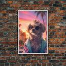 Shih Tzu In Sunglasses Blue Tracksuit Wall Print, Dog Portrait, Dog Art Print, Framed Wall Art, Framed Canvas, Wall Print, Wall Canvas