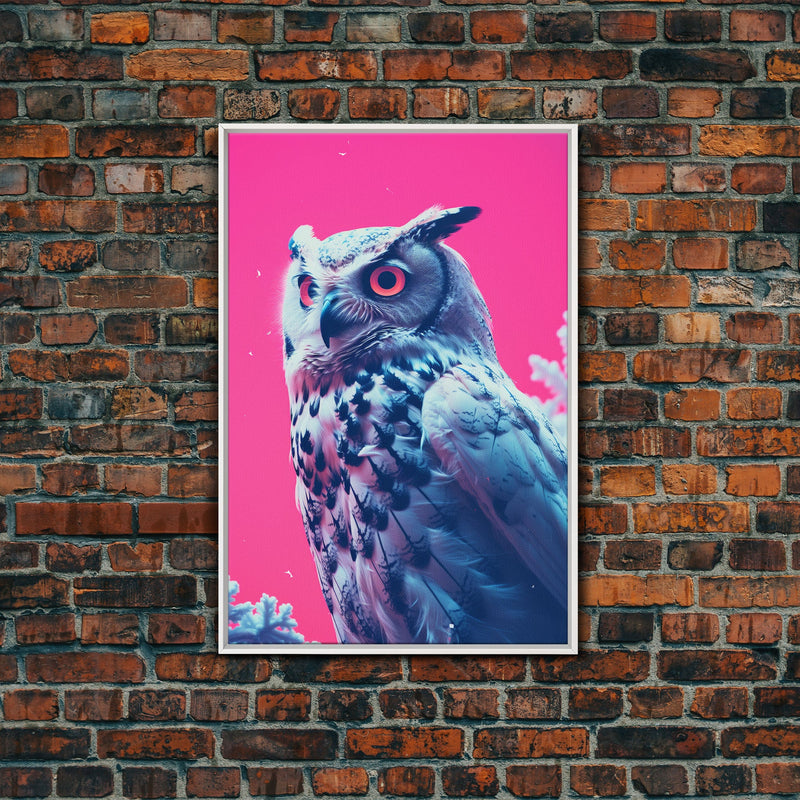 Bird Art, Owl Wall Print, Animal Art Print, Abstract Art, Animal Portrait, Pink Art, Framed Wall Art, Framed Canvas, Wall Print, Wall Canvas