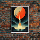 Art Deco Style Spaceship, Space Exploration, Science Fiction / SciFi Canvas Print, Ready to Hang Wall Art by NuevArt