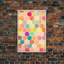 Hexagon Art, Mid Century Art Print, Framed Modern Art, Geometric Art, Mid Century Modern Wall Art, Colorful Art, MCM Style Canvas Art