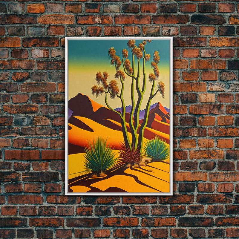 Watercolor of a Desert Landscape, Arizona Southwest Art, Framed Canvas Print, Landscape Painting