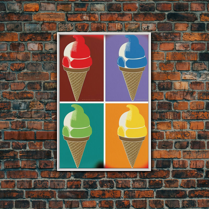 Warhol Style Sherbet, Framed Canvas Print, Ice Cream Shop Art, Sherbert, art deco pop art retro style wall art