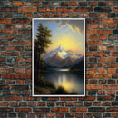 Mountain With Lines Canvas Print, Canvas and Wood Wall Art Decor Canvas Nursery Sign Picture Living Room, Framed Wall Art