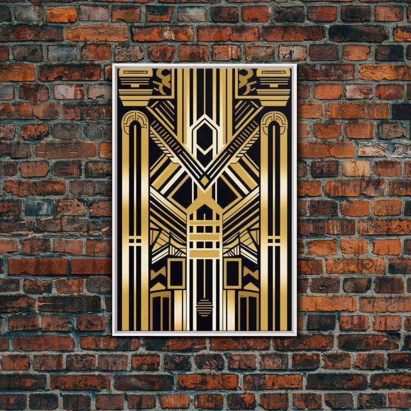 Art Deco Pattern Wall art, Framed Canvas Print, Art Deco, Gold art, Geometric art, Wall decor, Midcentury Modern, Lines art, Wall decor