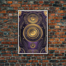 Midcentury Modern Wall art, Framed Canvas Print, Art Deco, Patterns art, Ornament art, Purple & gold art, Original painting, Bright colors