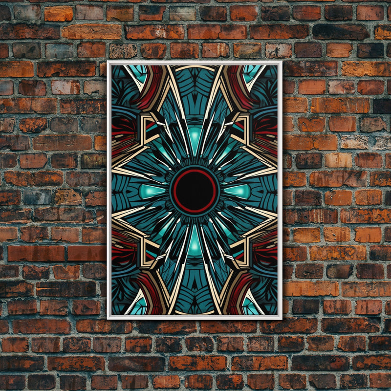 Art Deco Pattern Wall art - Framed Canvas Print - Art Deco - Red & blue art - Colorful painting - Patterns art - Wall art - Living room art