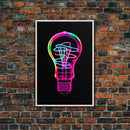 3D Light Bulb Wall Art, Neon Lights Art, Vibrant Art, Minimalist Print, Wall Decor, Canvas Print, Wall Art, Framed Canvas