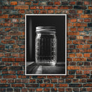 Mason Jar Wall Art, Jar Art Print, Black And White Art, Minimalist Art, Wall Decor, Canvas Art, Wall Art, Framed Canvas Wall Decor