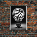 Dotted Light Bulb Wall Decor, Black And White Art, Dotted Art, Minimalist Print, Wall Decor, Canvas Print, Wall Art, Framed Canvas