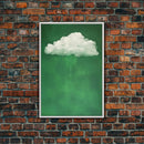 Dark Green Rain Cloud Wall Art, Framed Canvas Or Poster Print, Abstract Art Print, Minimalist Wall Decor, Maximalist Decor, Emerald Green