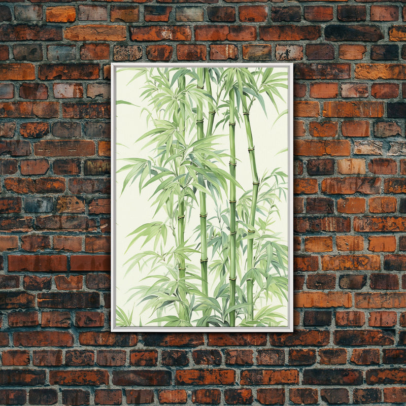 Wabi Sabi Bamboo Wall Art Print, Zen Decor, Zen Wall Art, Botanical Print, Bamboo Painting, Meditation Decor, Bamboo Decor, Framed Canvas