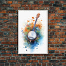 4 String Banjo Gift, Banjo Wall Art Canvas Print, Country Music Art, Guitar Art, Banjo Poster Print, Banjo Gifts, Musical Art