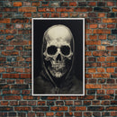 Skull Decor, Charcoal Drawing, Gothic Decor, Human Skull, Canvas Print, Wall Art, Vertical Art, Dark Wall Art, Moody Wall Art, Indie Art