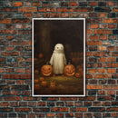 Cute Lil Boo, Ghost Art, Framed Canvas Print, Halloween Canvas Art, Horror Prints, Gothic Victorian Halloween Decor, Cute Ghost