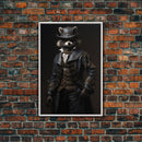 Funny Raccoon Art, Framed Canvas Print Or Poster, Funny Halloween Art, Victorian Raccoon Oil Painting Portrait