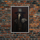 Gothic Victorian Plague Doctor Portrait, Dark Academia, Gothic Art, Framed Canvas Print, Wall Art, Halloween Decoration