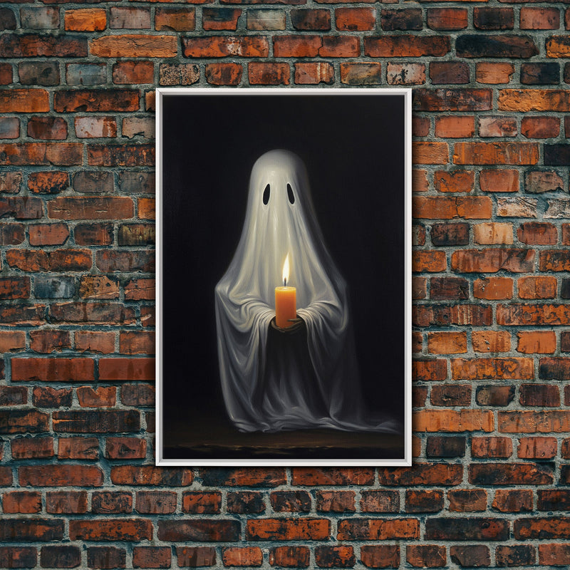 Victorian Halloween Art, Ghost Holding A Candle, Framed Canvas Print or Canvas, Dark Academia, Haunting Ghost, Halloween Decor