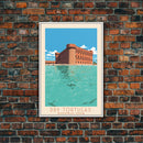Dry Tortugas National Park Travel Poster Print, Canvas Print Wall Art, Florida Travel Art, Midcentury Modern Travel Decor, MCM Wall Art