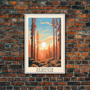 Sequoia National Park California Travel Art, National Park Print, Minimalist Travel Art, Midcentury Modern Style Landscape Painting
