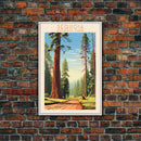 Sequoia National Park California Travel Art, National Park Print, Minimalist Travel Art, Midcentury Modern Style Landscape Painting