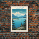 Glacier Bay National Park Alaska Travel Art, National Park Print, Minimalist Travel Art, Midcentury Modern Style Landscape Painting