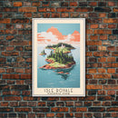 Isle Royale National Park Michigan Travel Art, National Park Print, Minimalist Travel Art, Midcentury Modern Style Landscape Painting