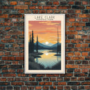 Lake Clark National Park Alaska Travel Art, National Park Print, Minimalist Travel Art, Midcentury Modern Style Landscape Painting