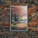 Nature Wall Art, Park Wall Print, Cherry Blossoms, Canvas Print, Wall Hanging, Portrait Art, Bookshelf Decor, Appreciation Gift, Office Art