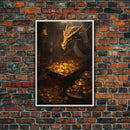 Dragon Art, Fantasy Art, Treasure Chest, Canvas Print, Wall Hanging, Portrait Art, Video Game Art, Nerdy Home Decor, Gift For Friend