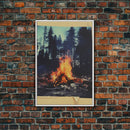 Camp, Outdoors Art, Campfire, Nature Wall Art, Canvas Print, Wall Hanging, Portrait Art, Friendship Gift, Modern Office Art, Bookshelf Decor