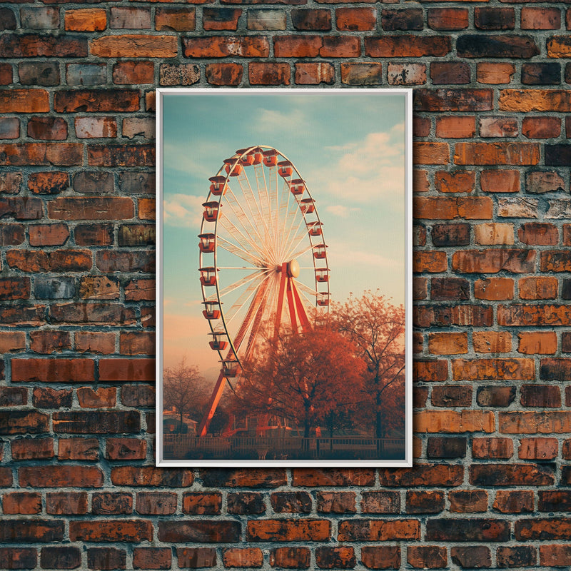 An Abandoned Ferris Wheel, Frames Canvas Print, Liminal Spaces, Abandoned Photography Wall Art Fine Art Print