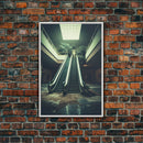 Escalator, Abandoned Building, Moody Wall Art, Horror Art Print, Canvas Print, Wall Hanging, Portrait Art, Nerdy Home Decor, Bedroom Prints