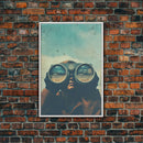 The Spy, Atomic Age Binoculars, Framed Canvas Print, Vaporwave Photography Print, Retro / Minimalist Wall Art