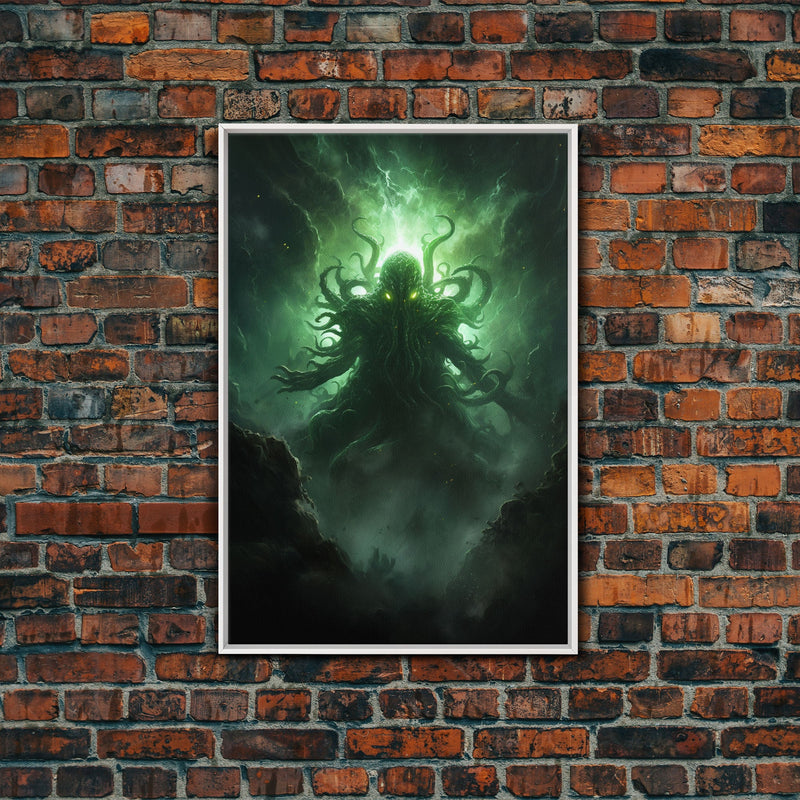 The Call Of Cthulhu - Portrait Of The Grim Reaper - Framed Canvas Print - Halloween Decor - Halloween Clearance - HP Lovecraft