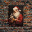 Santa Claus And His Chinchilla, Christmas Wall Art, Dog Gift, Christmas Dog, Winter Wall Art, Santa Decor, Santa Art Print, Chinchilla Print
