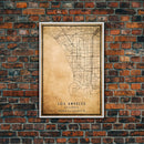 Los Angeles Vintage Map Print | Los Angeles Map | California Map Art | Los Angeles City Road Map Poster | Distressed / Retro LA Street Art