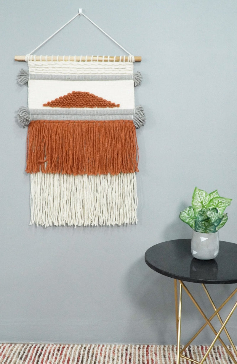 2x3 Wool Hand Woven Terracotta Boho Wall Hanging | WH3