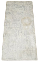 Ivory and Gray Modern Abstract Wool Area Rug 2x4 Hand-Knotted