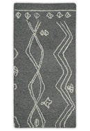 Gray and White Tribal Hand Tufted Area Rug 2x4 - Textured Wool