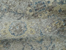 Gray Beige and Blue Hand Knotted Wool Area Rug 2x4 Traditional Vintage Style