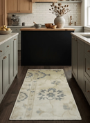 Beige and Gray Hand Knotted Traditional Persian Oushak Wool Hallway Runner Rug 2x4 by The Rug Decor