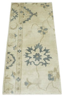 Beige and Gray Hand Knotted Traditional Persian Oushak Wool Hallway Runner Rug 2x4 by The Rug Decor